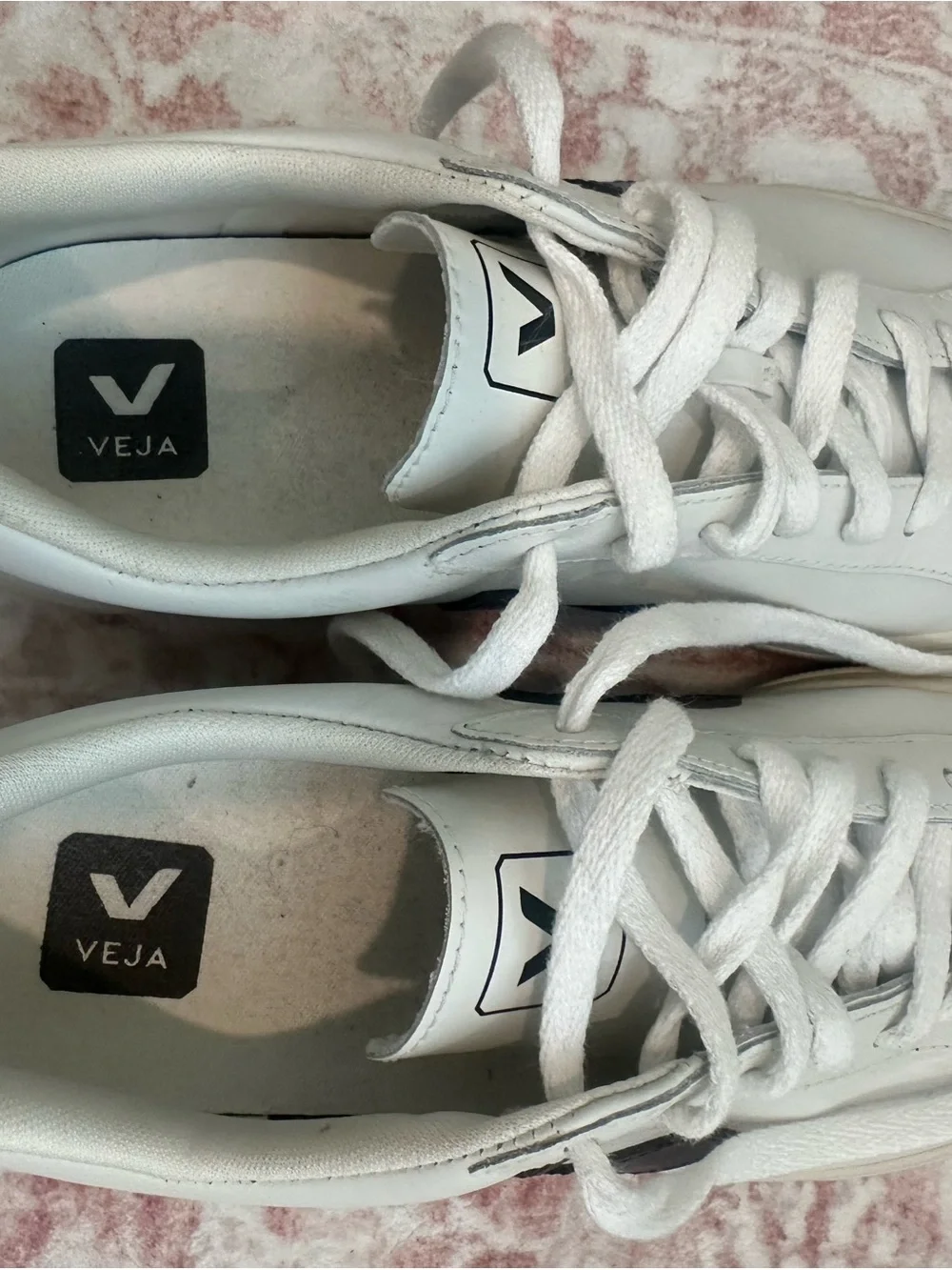 Veja womens White Sneakers with Black V Accent